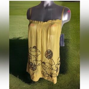 New $148 French Connection Silk Blouse Size 4 -Floral Beaded (no pink stains)